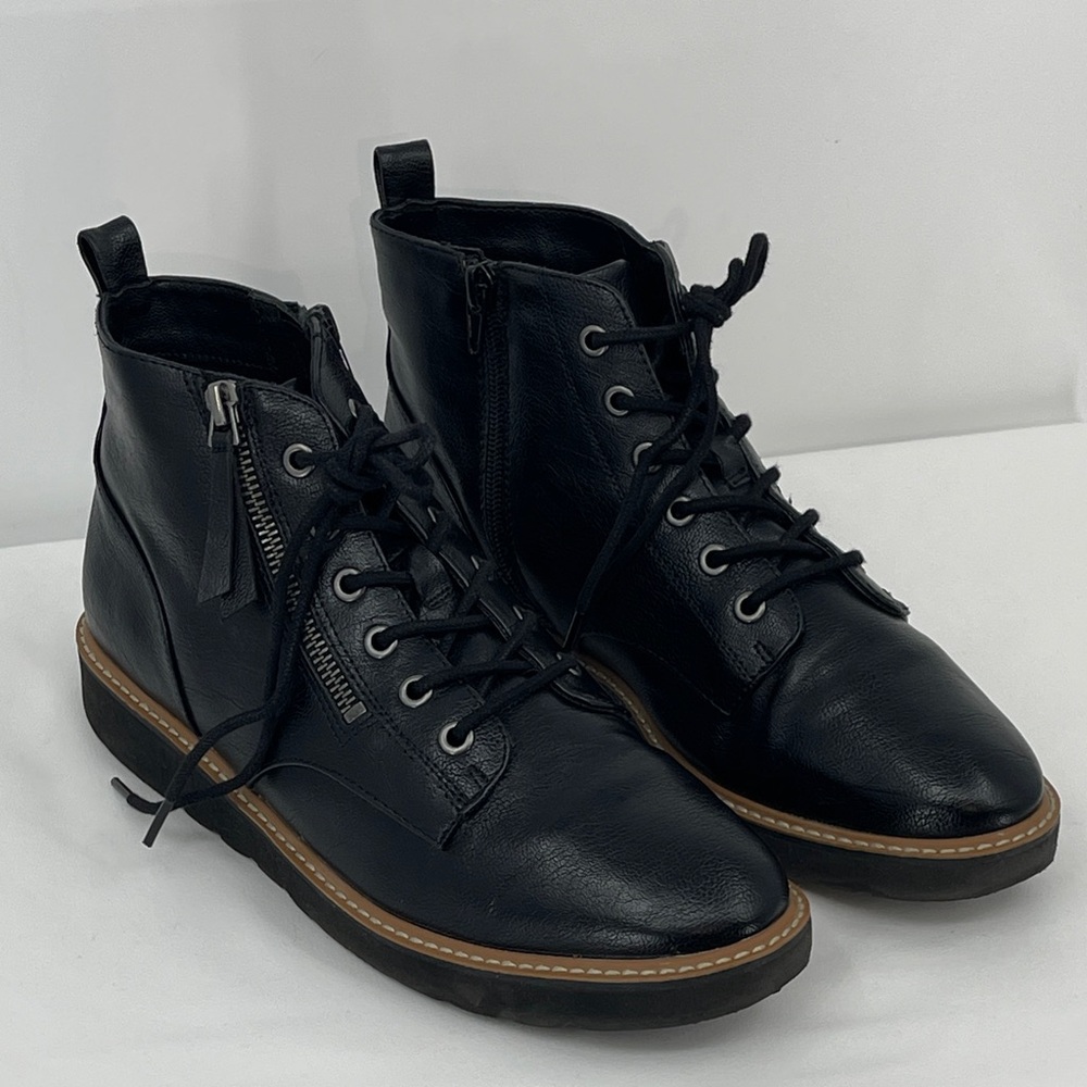 NATURALIZER WOMENS Black Leather Boots SIZE 9.5 SIDE ZIPPER